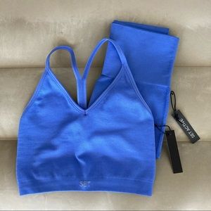 SET ACTIVE SCULPTFLEX Ribbed V Bra and Leggings in Bluebell